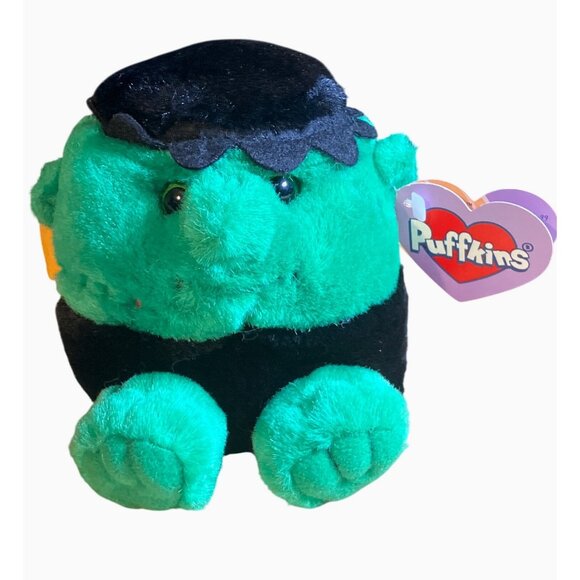 Puffkins Stitch Monster Plush Toy Green Black Tag Collectible1999 Halloween - Picture 1 of 16